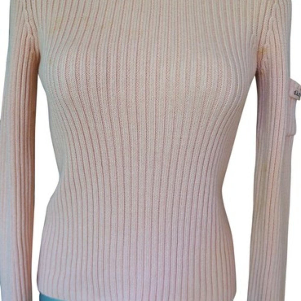 Pink New with Tag Ribbed Turtleneck Knit Sweater S